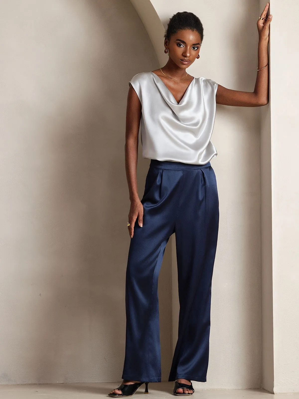 19Momme Casual Silk Wide Leg Pants