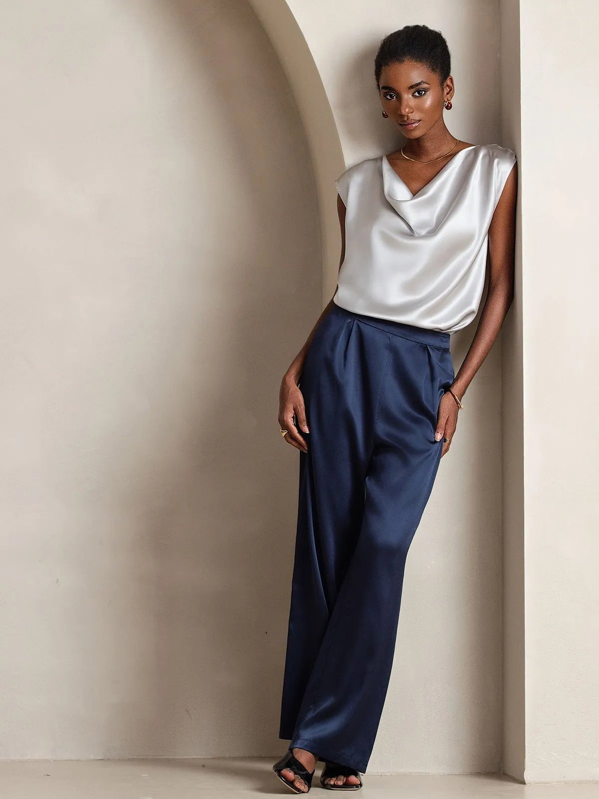 19Momme Casual Silk Wide Leg Pants