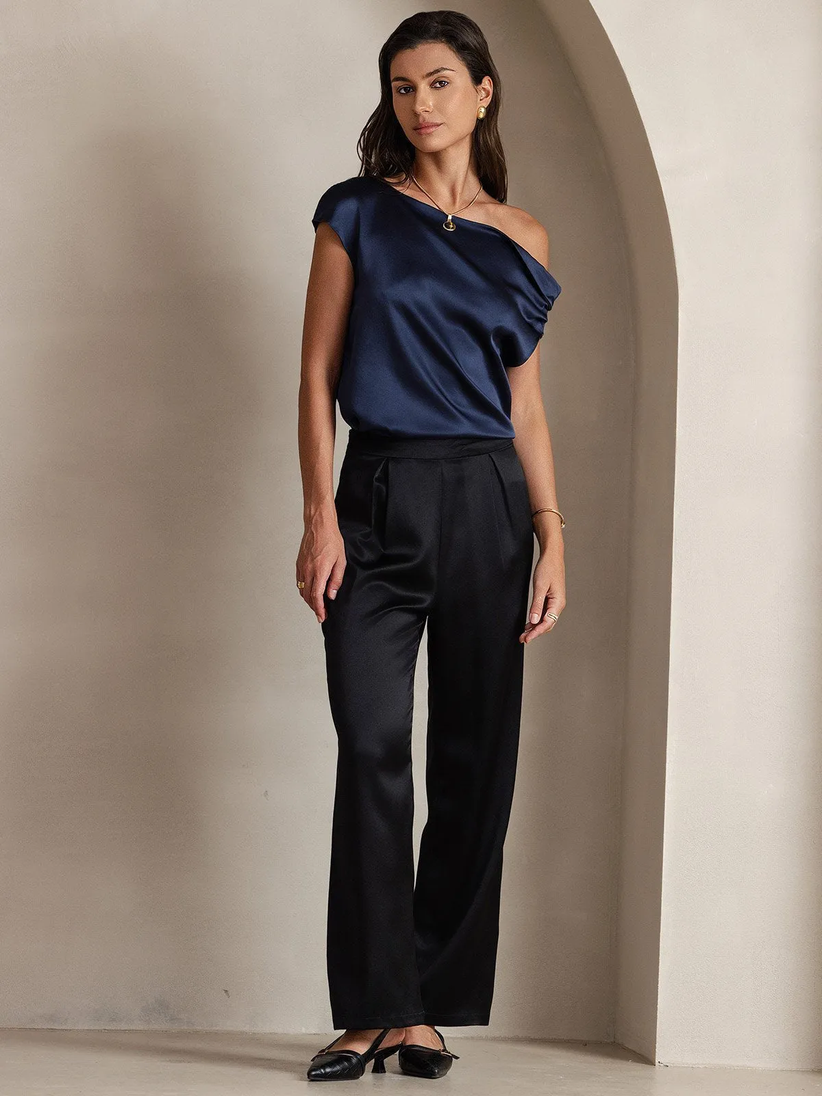 19Momme Casual Silk Wide Leg Pants