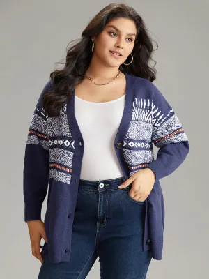 Anti-Pilling Bandana Print Open Front Cardigan