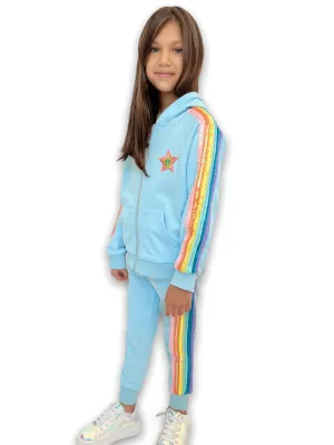 Baby Blue Rainbow Sequin Joggers Set