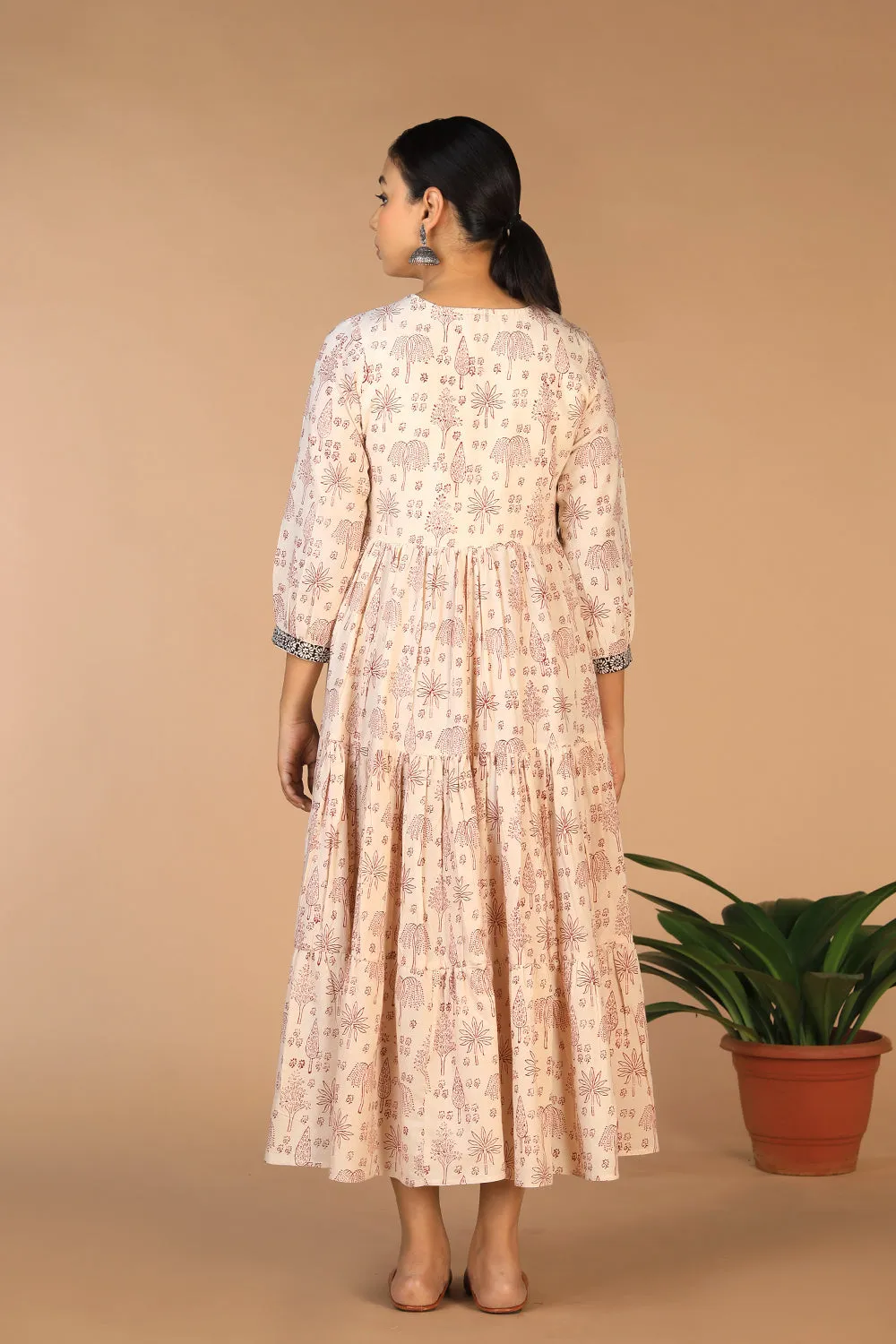 Bagh handblock printed tiered cotton dress