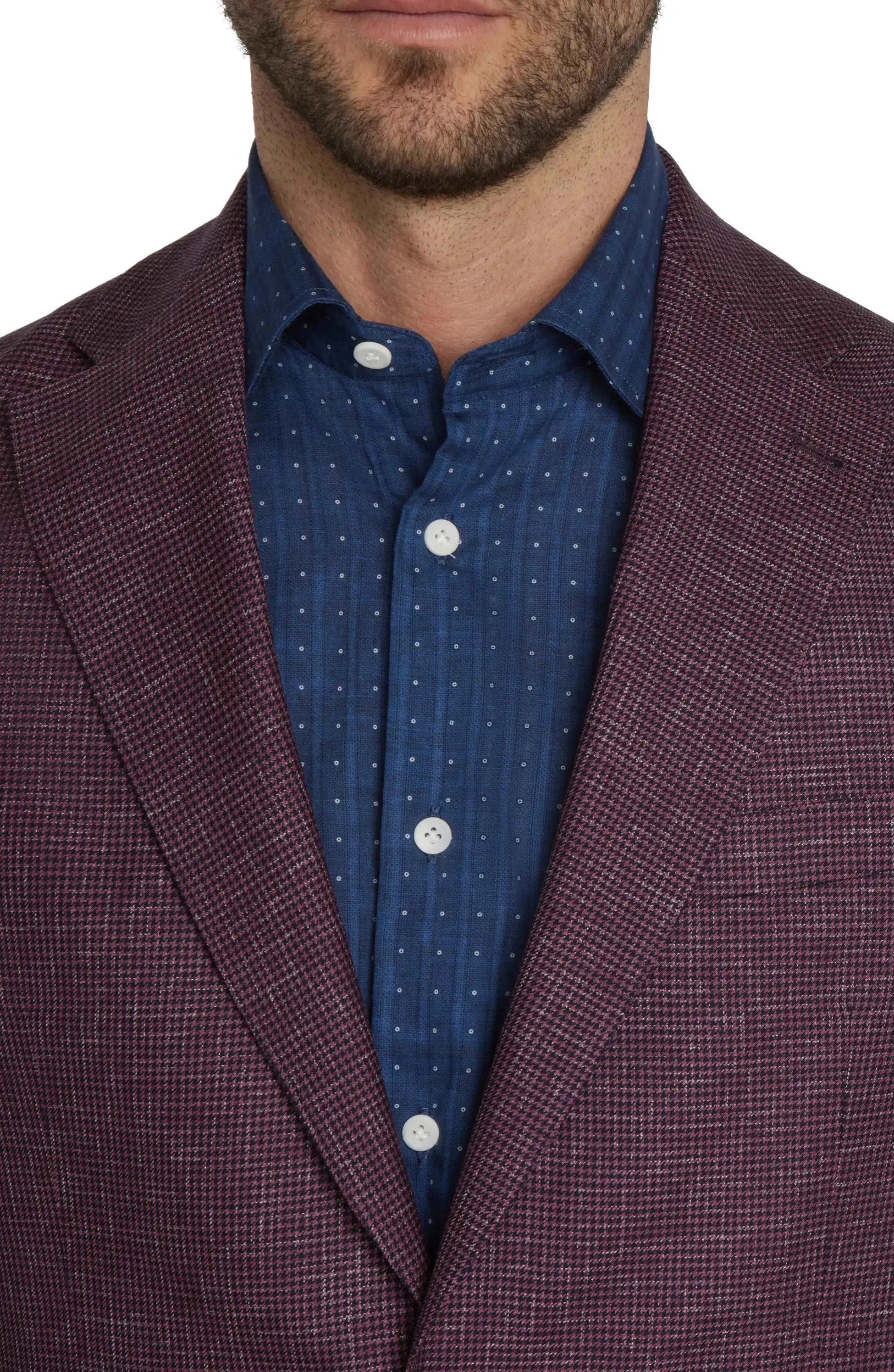 Berry Houndstooth Midland Contemporary Fit Wool Sport Jacket - Jack Victor