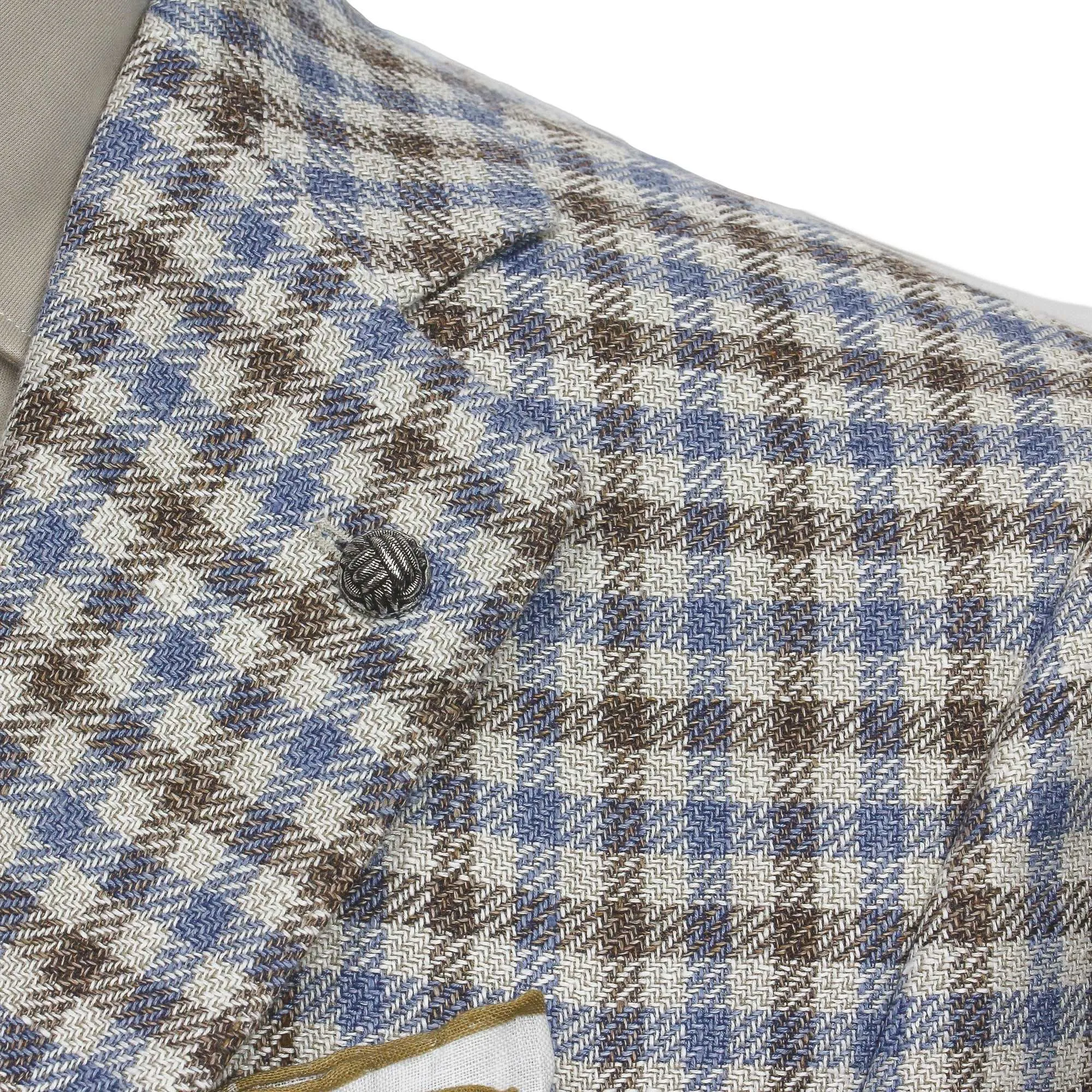 Blue & Brown Check Linen/Silk/Cotton Myles Contemporary Sport Jacket - Jack Victor 1913