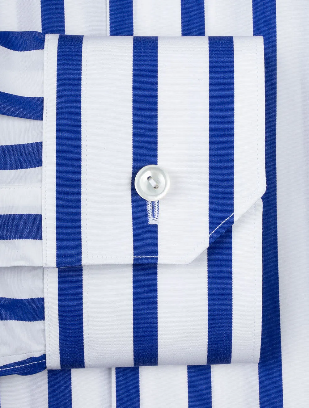 Blue Striped Elevated Poplin Slim Fit Shirt