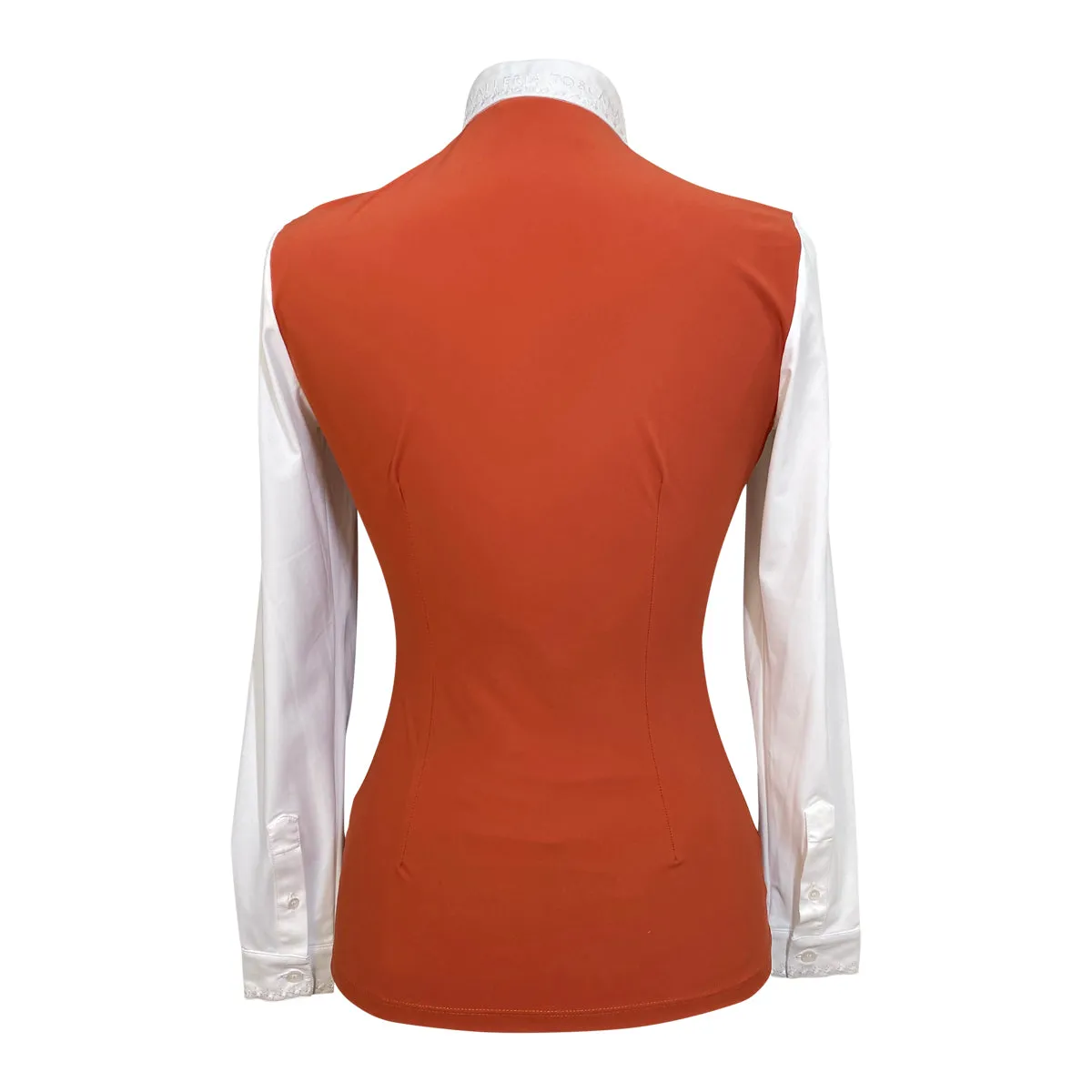 Cavalleria Toscana Competition Shirt Pleated Jersey L/S in Orange/White  - Women's Small