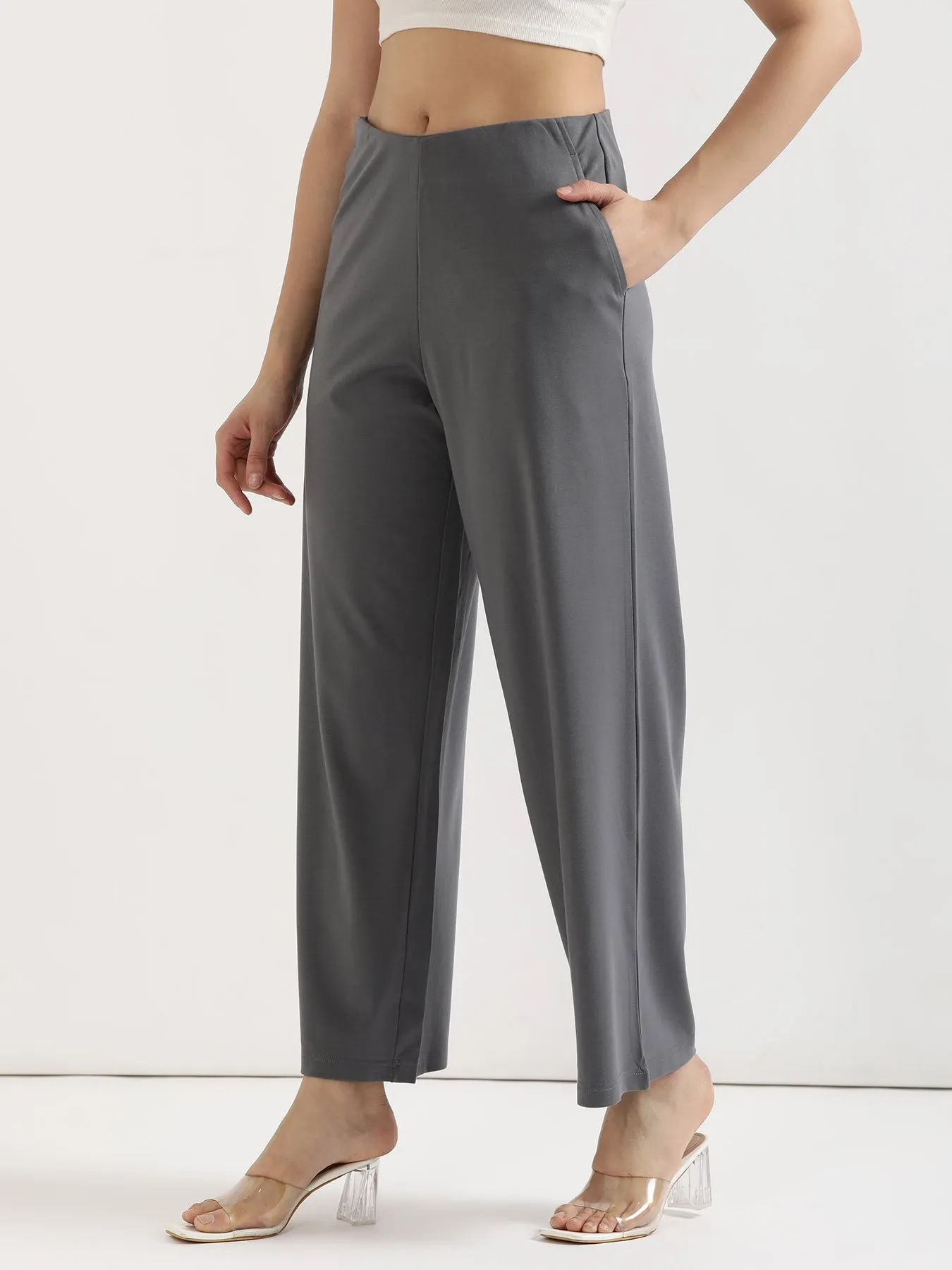 Cement Grey Wide Leg Pants