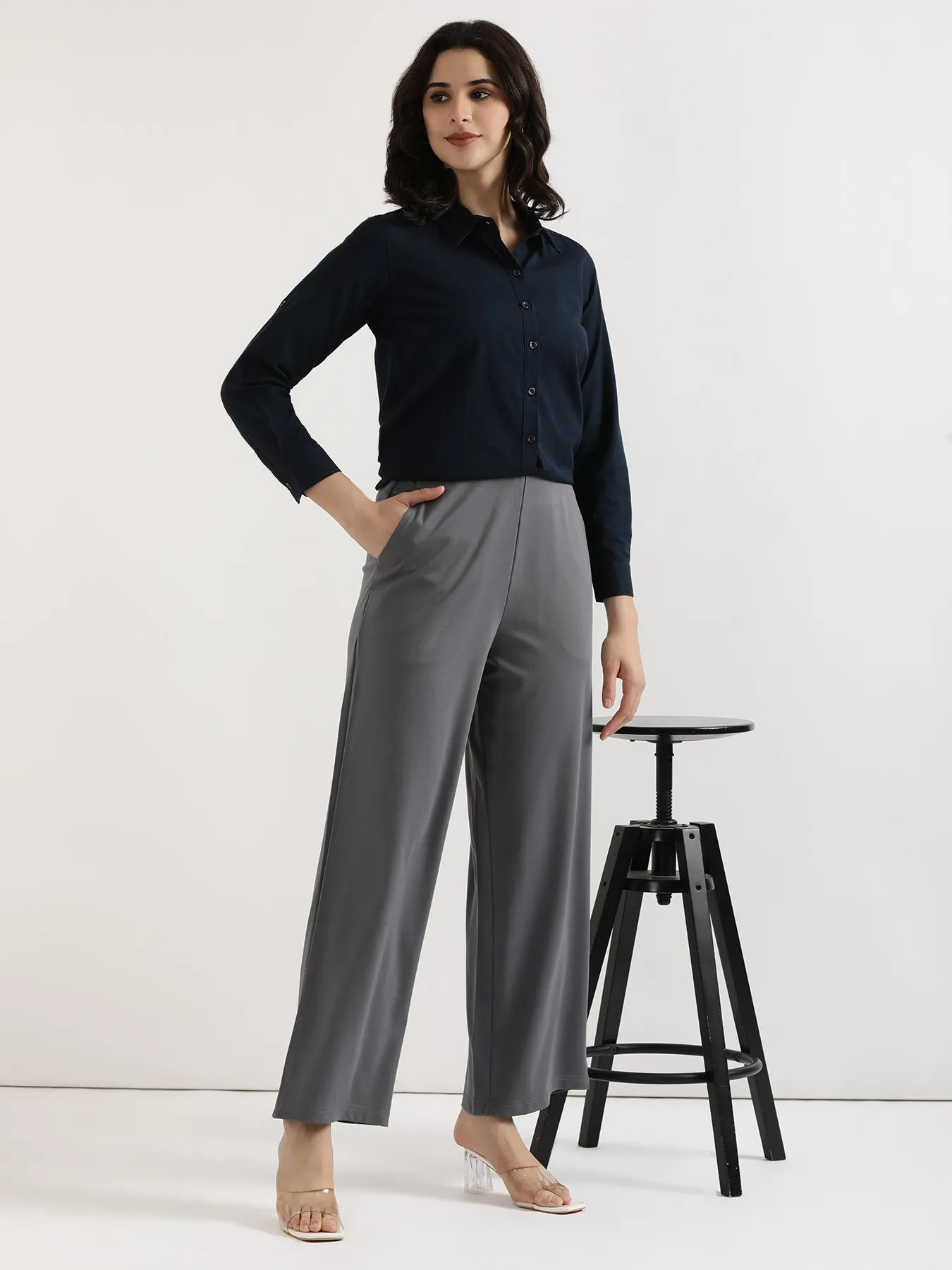 Cement Grey Wide Leg Pants