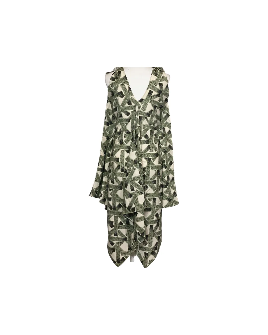 Cora Spearman Hawaii WOMENS Green Tribal Handkerchief Dress