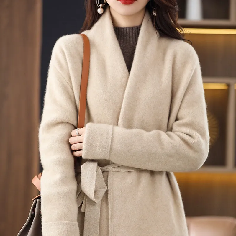 Counter Heavy Industry Lacing Mid-Length Knitted Cashmere Cardigan