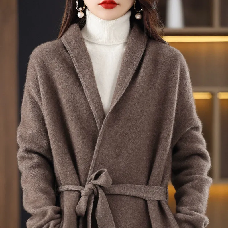 Counter Heavy Industry Lacing Mid-Length Knitted Cashmere Cardigan