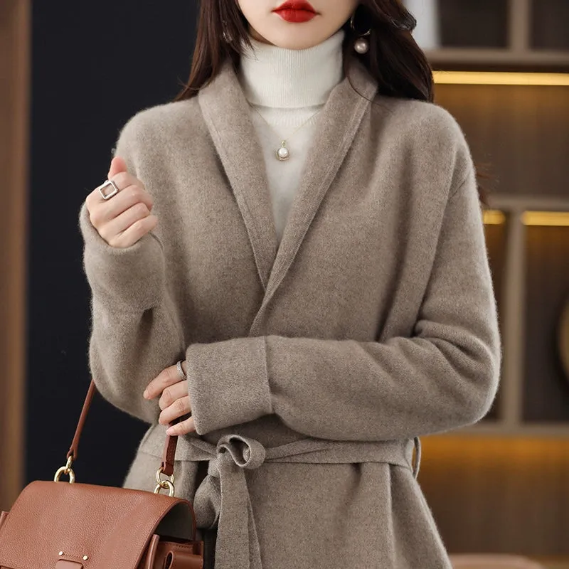 Counter Heavy Industry Lacing Mid-Length Knitted Cashmere Cardigan