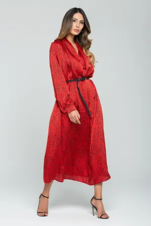 Fiery Red Full Sleeves Flowy Maxi Dress