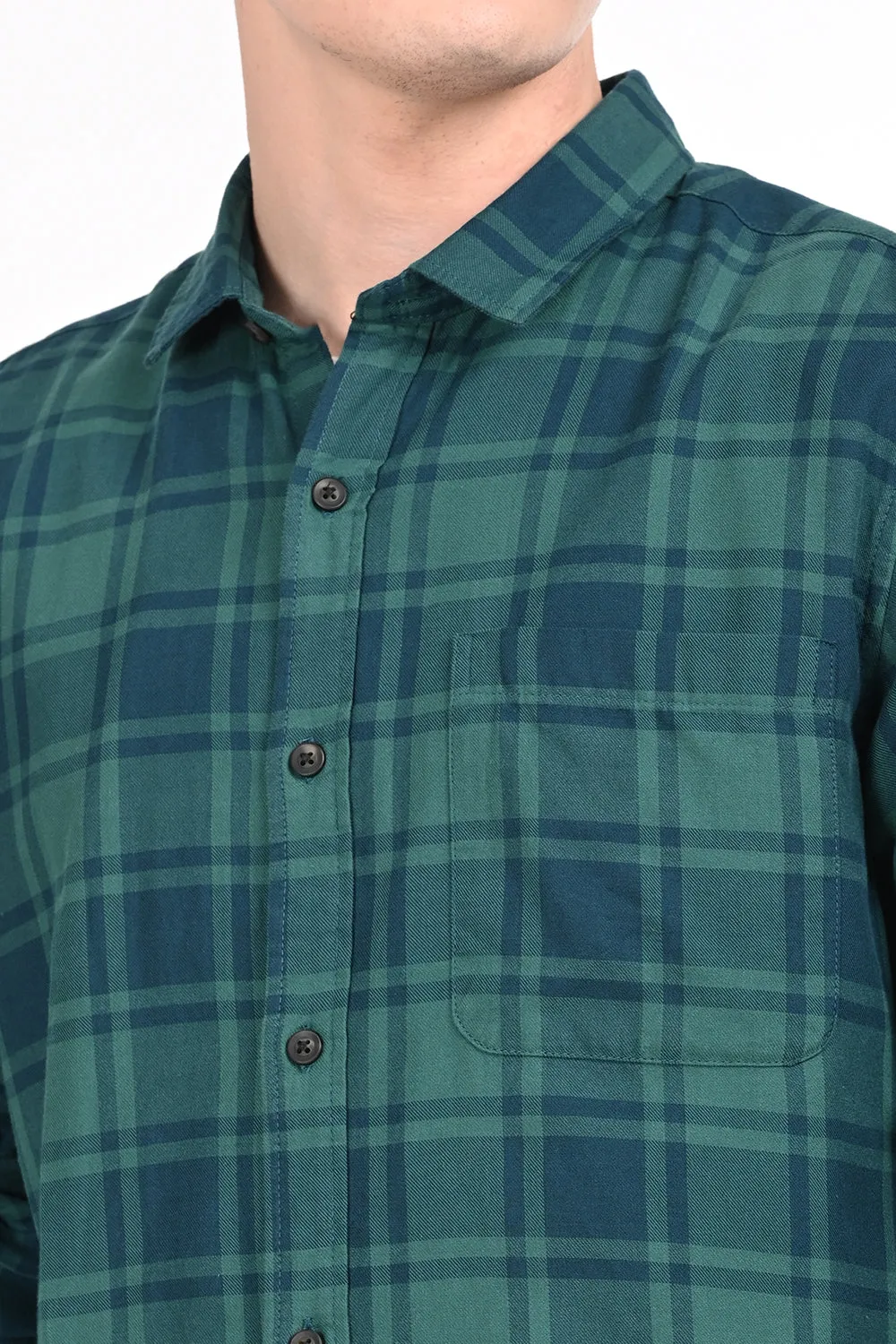 Green Checkered Casual Shirt