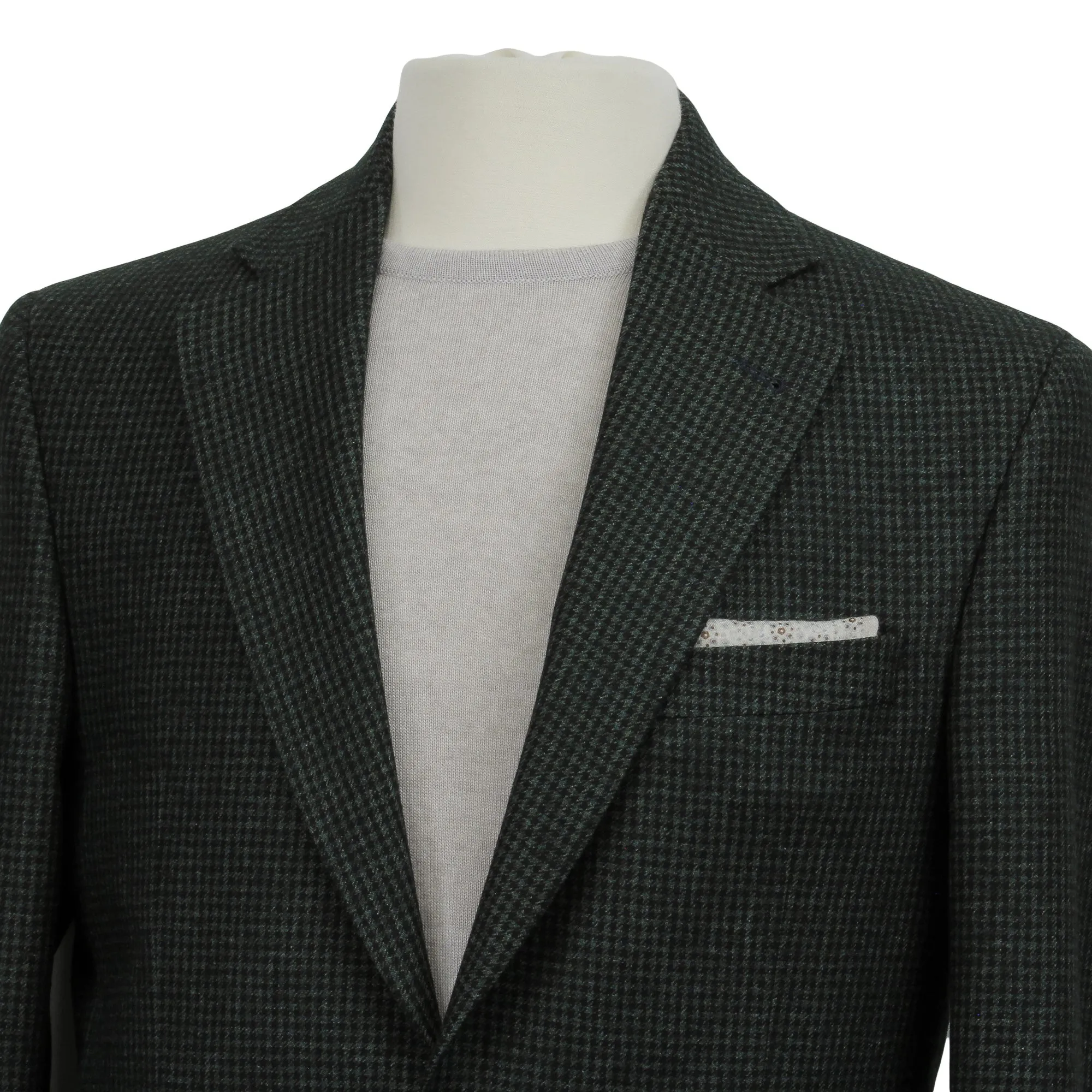 Green Micro-Houndstooth Wool/Mohair/Cashmere Myles Sport Jacket - Jack Victor