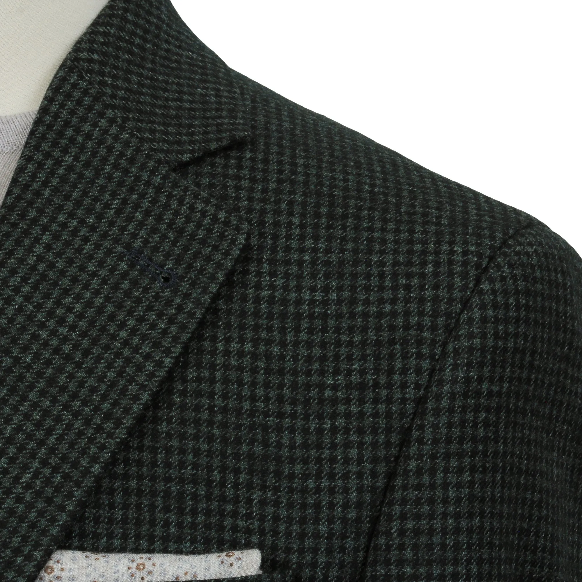 Green Micro-Houndstooth Wool/Mohair/Cashmere Myles Sport Jacket - Jack Victor