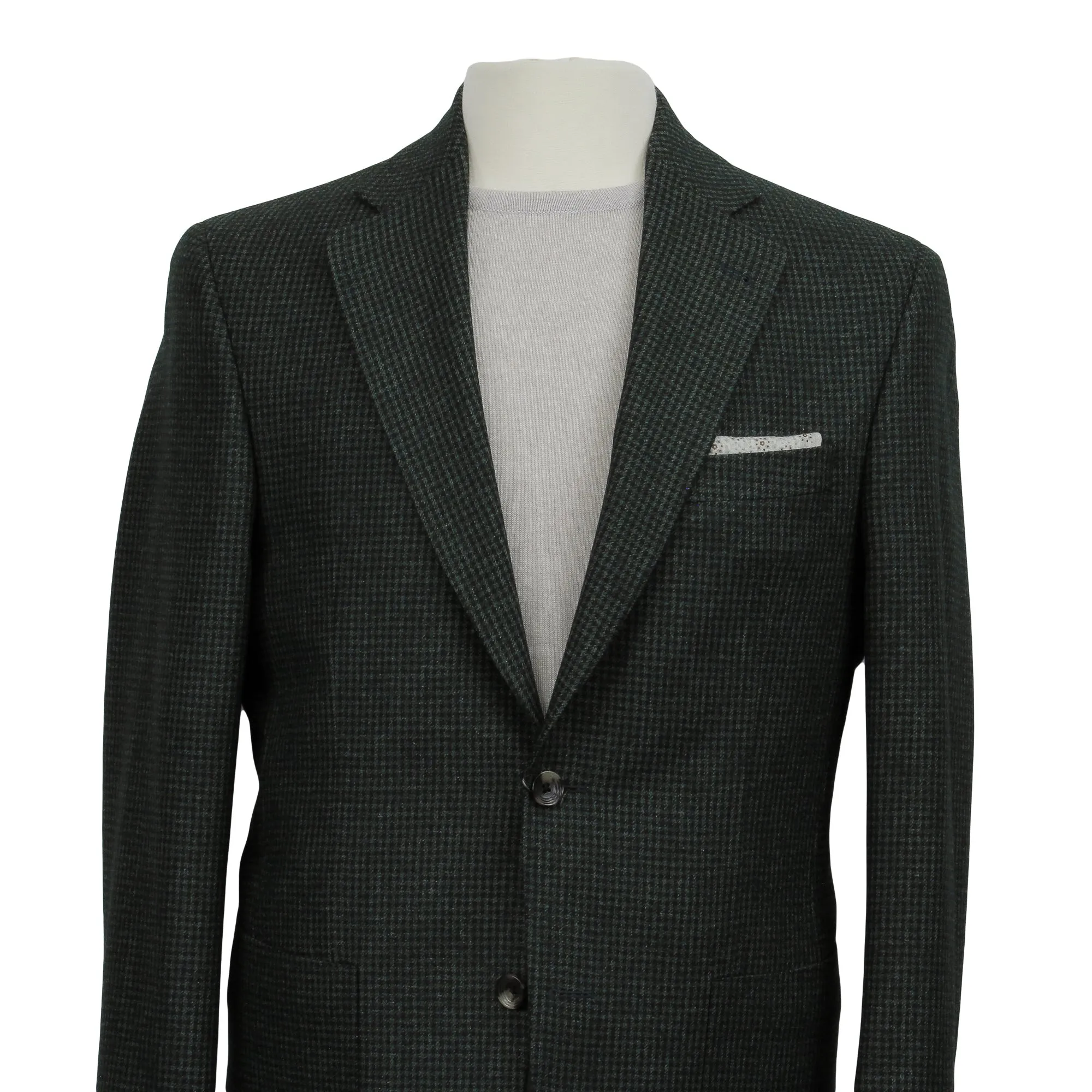 Green Micro-Houndstooth Wool/Mohair/Cashmere Myles Sport Jacket - Jack Victor