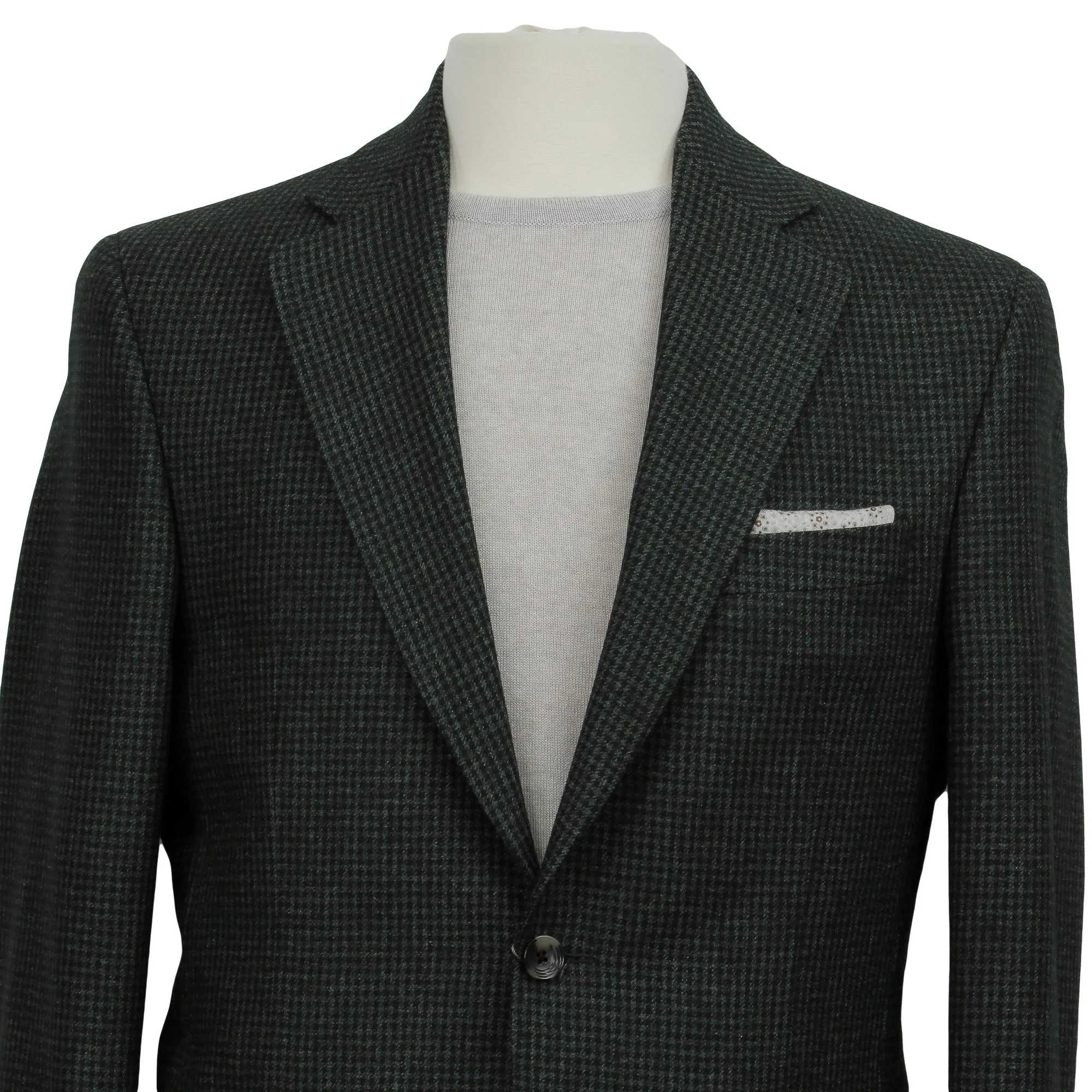 Green Micro-Houndstooth Wool/Mohair/Cashmere Myles Sport Jacket - Jack Victor