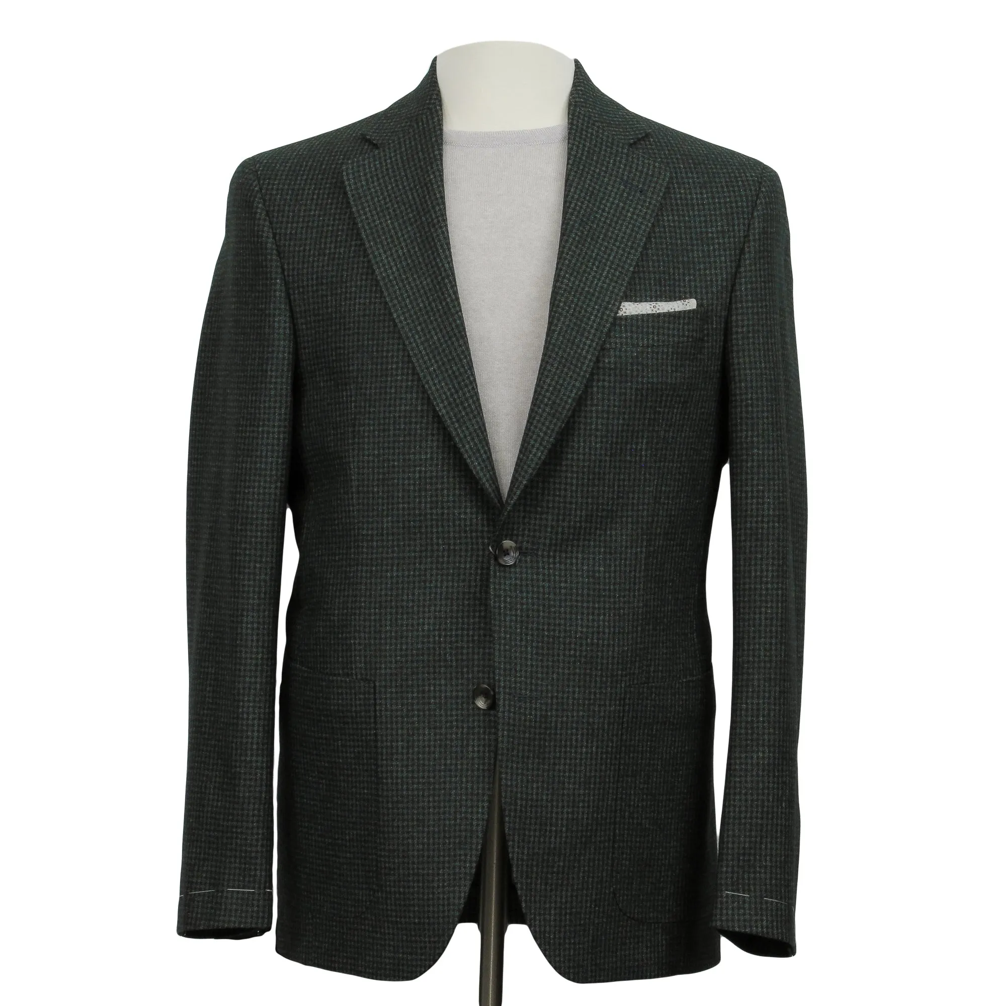 Green Micro-Houndstooth Wool/Mohair/Cashmere Myles Sport Jacket - Jack Victor