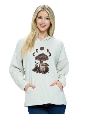 Hoodie Boho Mushroom Moon Print