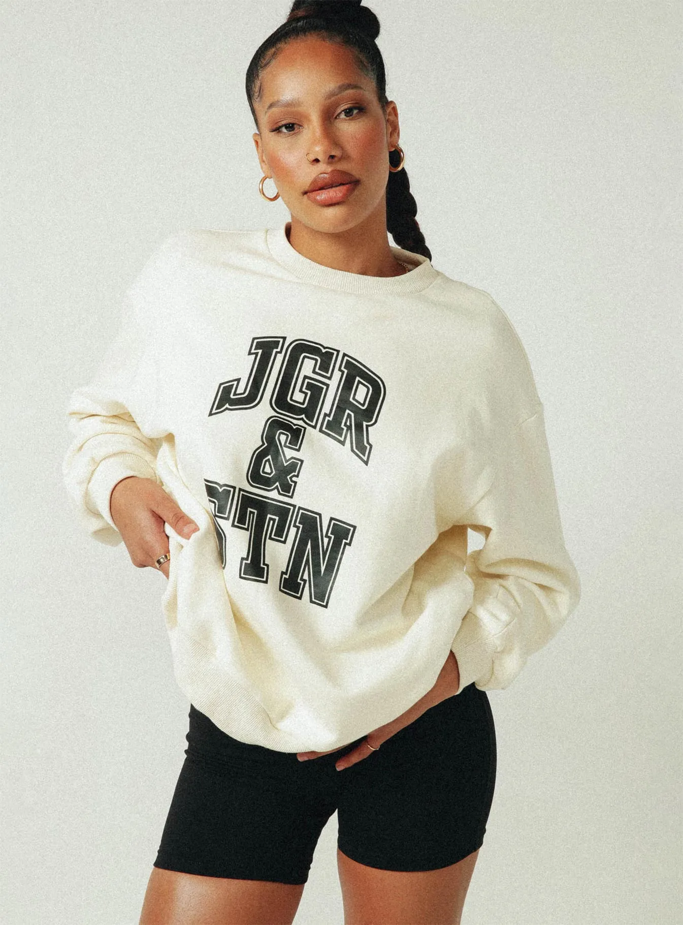 JGR & STN Oversized Sweatshirt Vanilla/Black