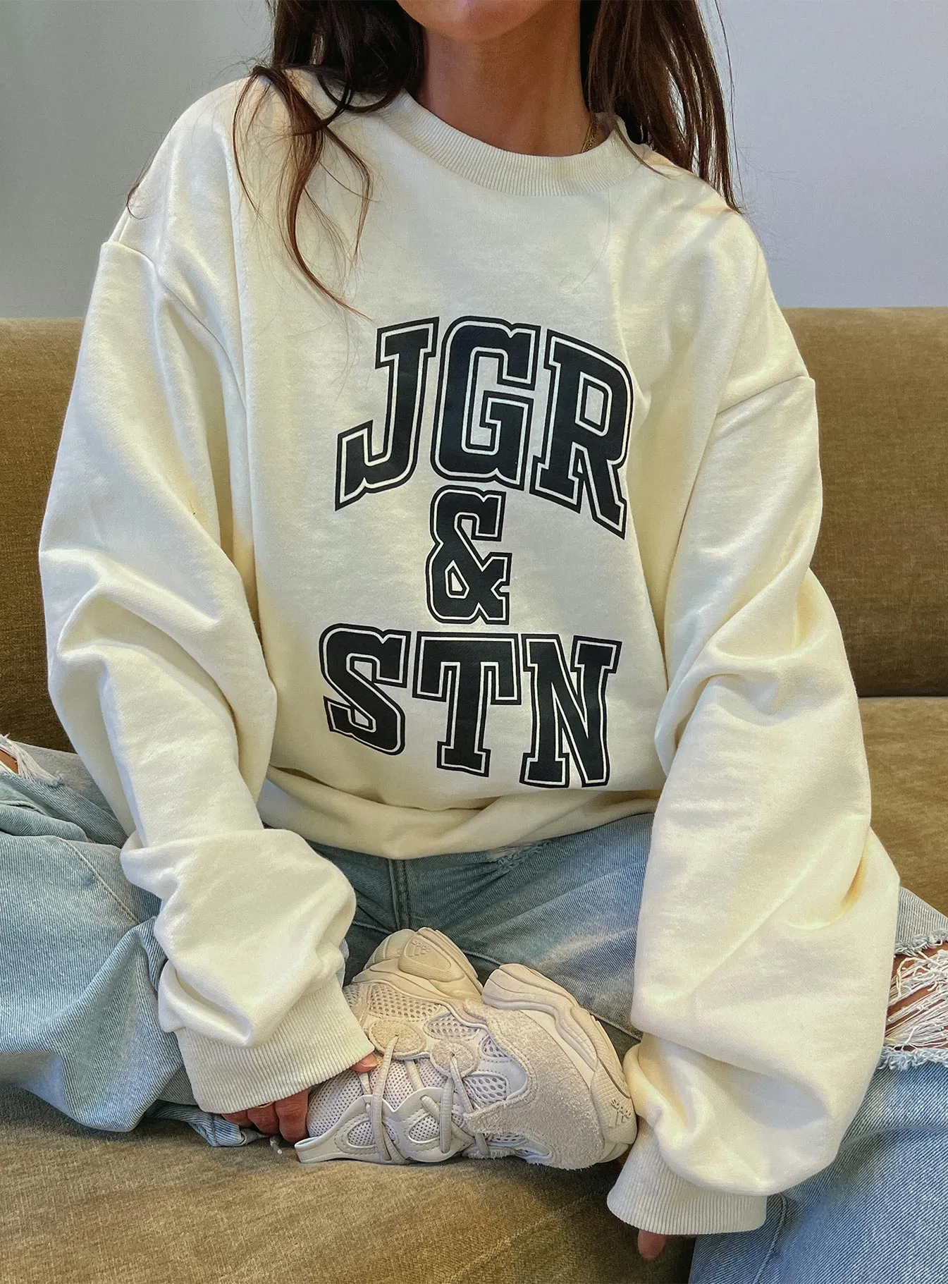 JGR & STN Oversized Sweatshirt Vanilla/Black