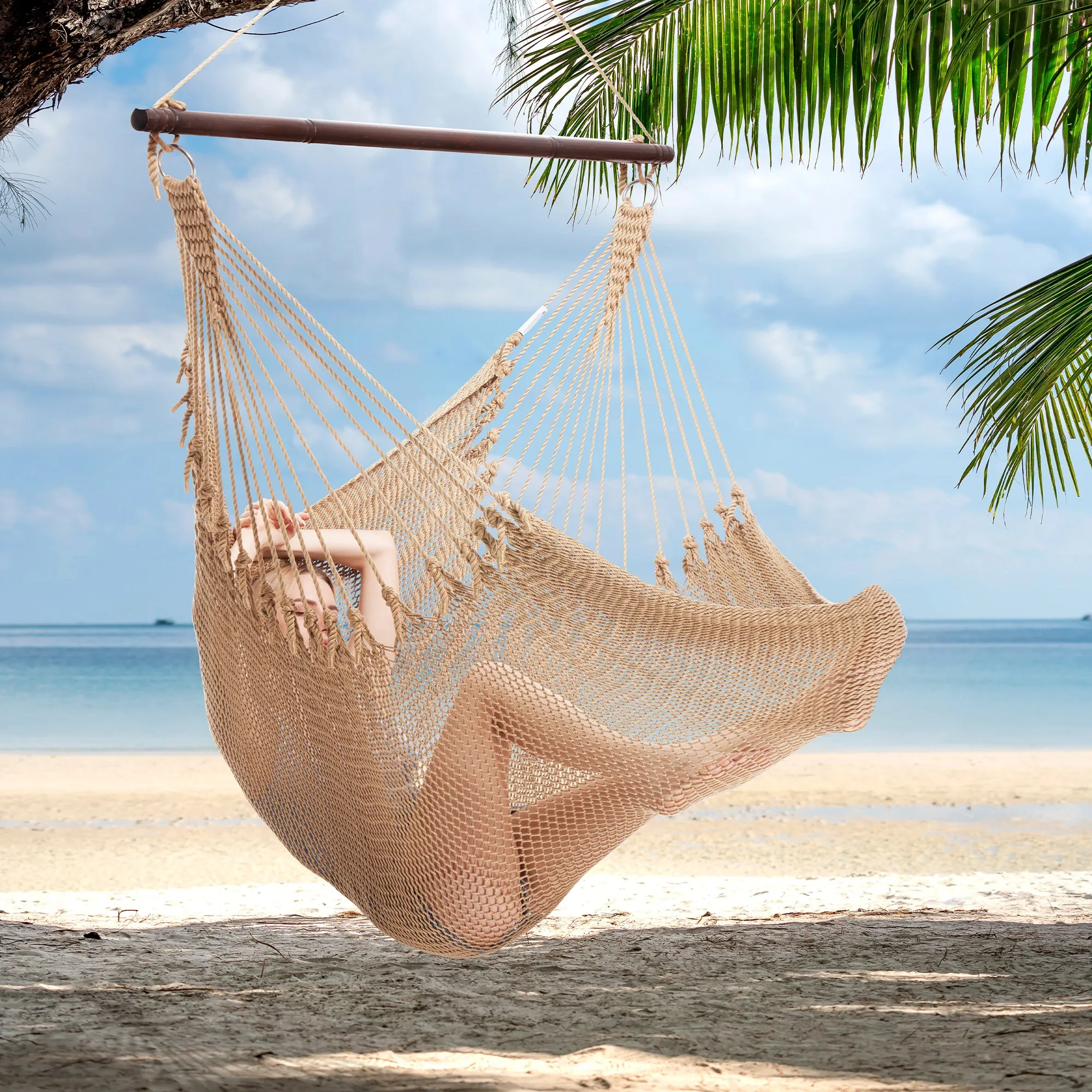 Jumbo Caribbean Hammock Chair - Tan