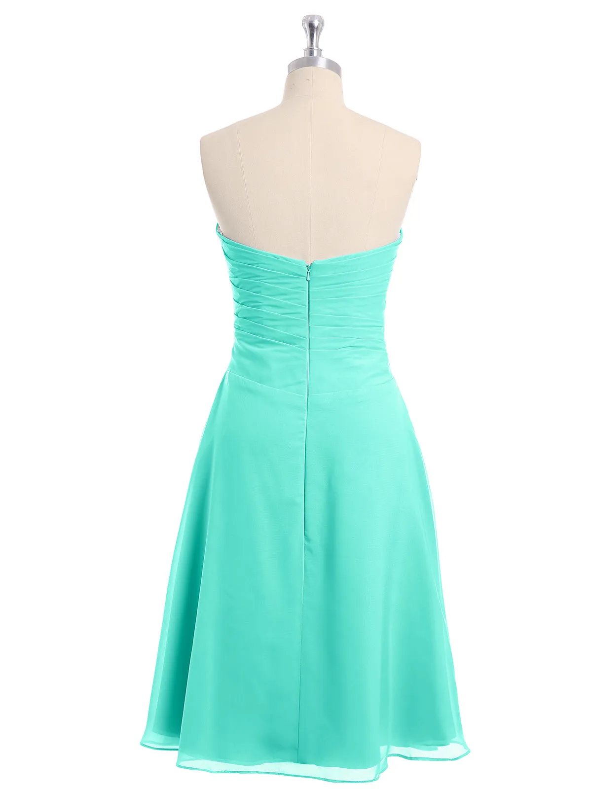 Knee Length Chiffon Dress with Sweetheart Neck-Spa