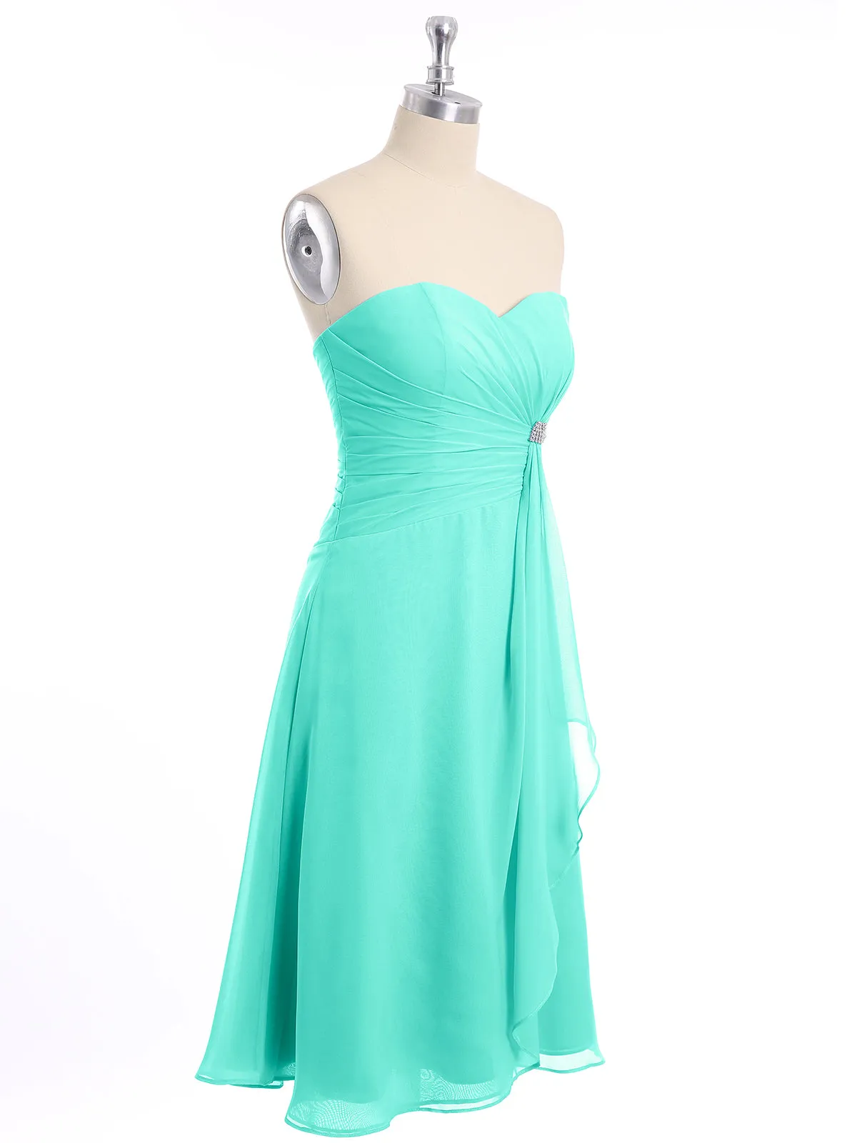 Knee Length Chiffon Dress with Sweetheart Neck-Spa