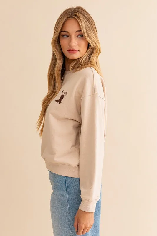 LE LIS " Howdy" Embroidered Autumn Sweatshirt