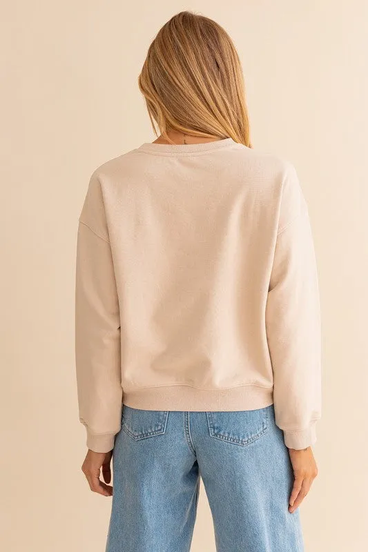 LE LIS " Howdy" Embroidered Autumn Sweatshirt