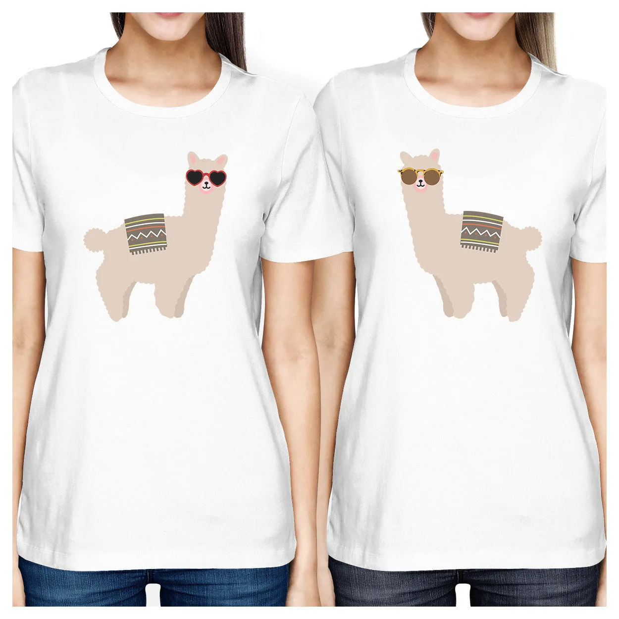 Llamas With Sunglasses BFF Matching White Shirts