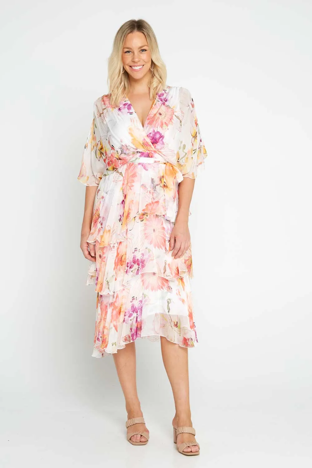 Loira Silk Dress - Bianco Floral