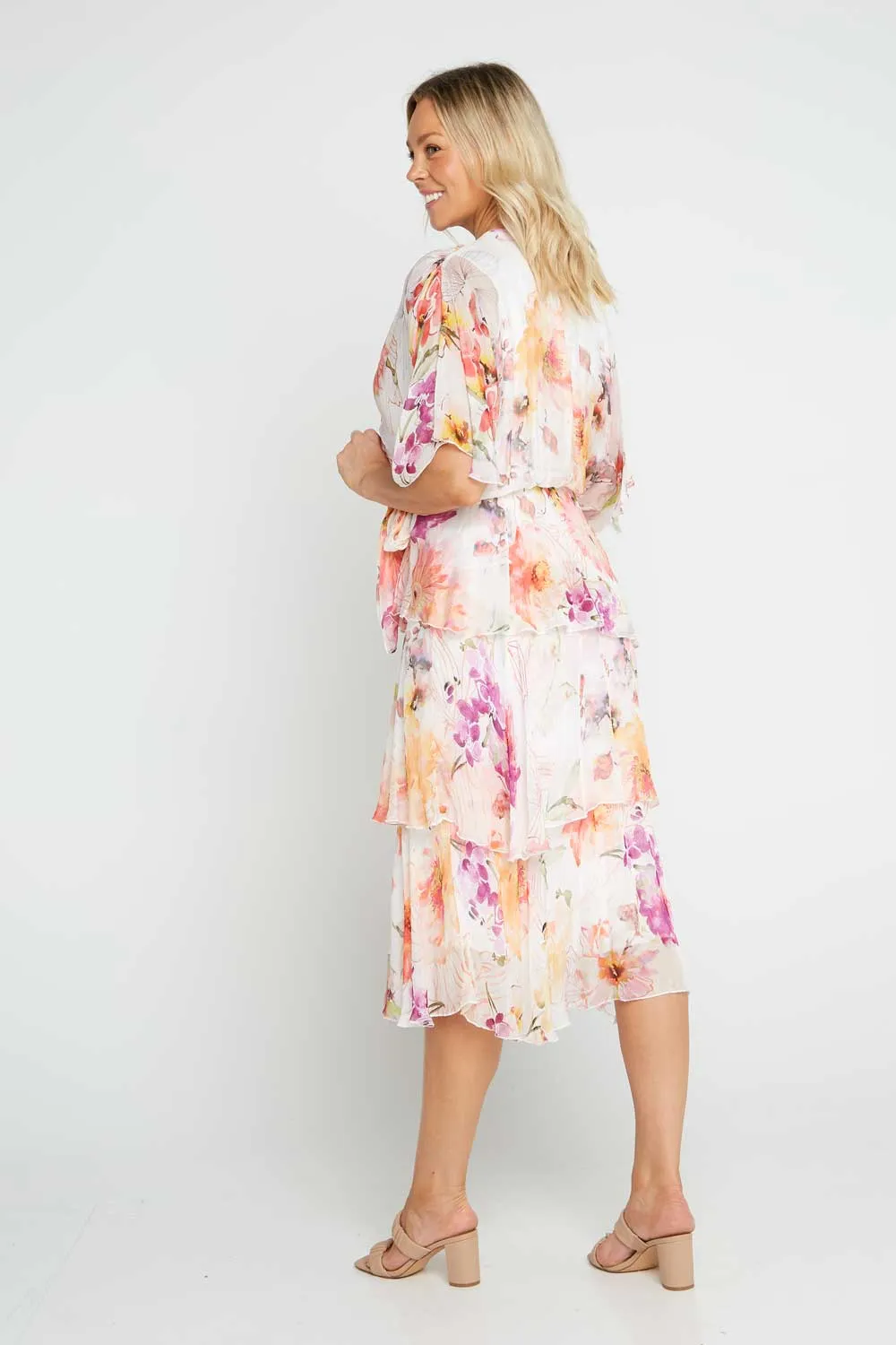 Loira Silk Dress - Bianco Floral