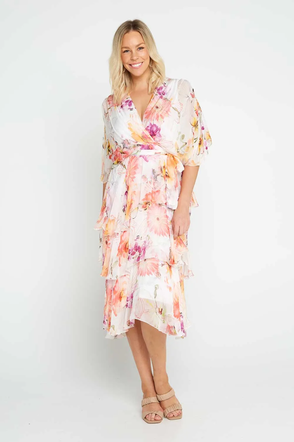 Loira Silk Dress - Bianco Floral