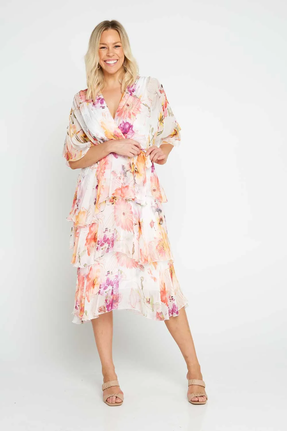 Loira Silk Dress - Bianco Floral