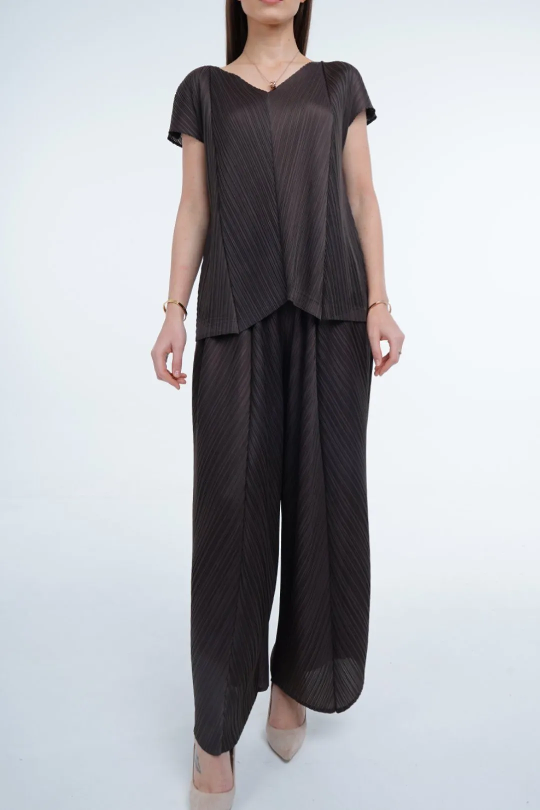 Madeline Short Sleeve with Loose Straight Pants Set