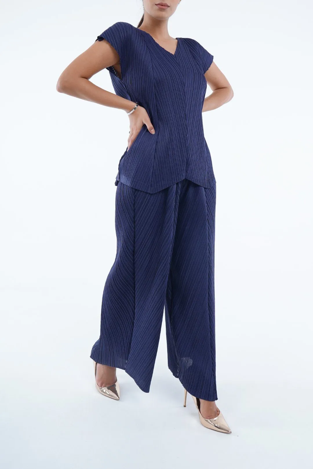 Madeline Short Sleeve with Loose Straight Pants Set