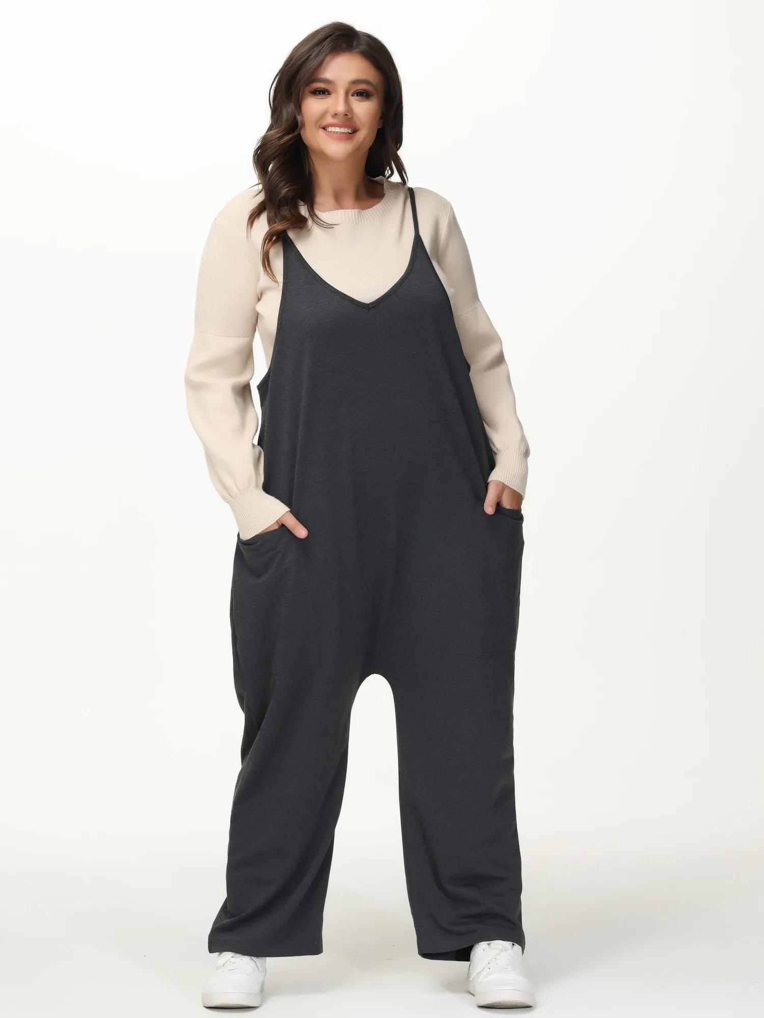 Mid Size Casual Everyday Jumpsuit with Pockets