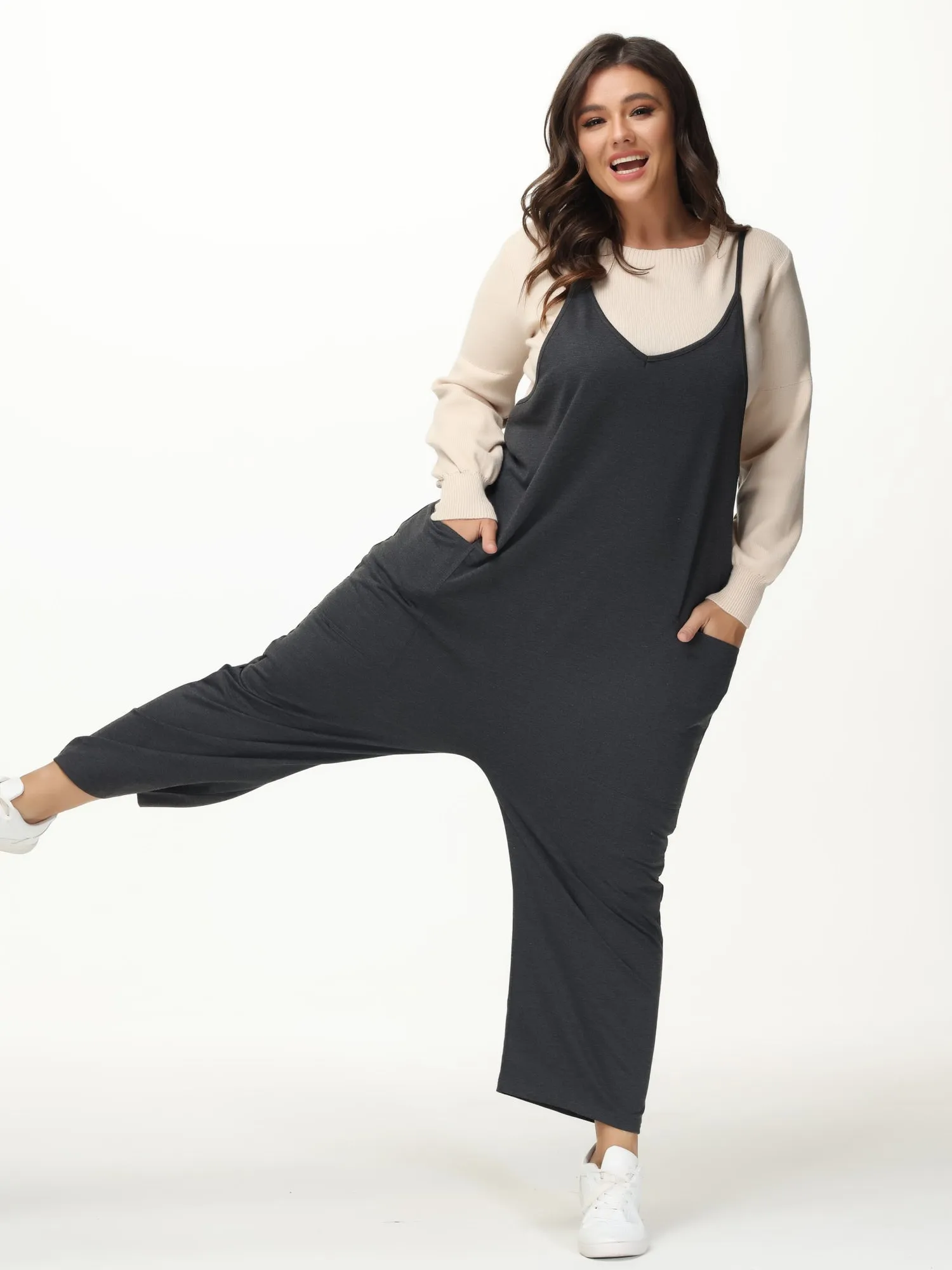 Mid Size Casual Everyday Jumpsuit with Pockets