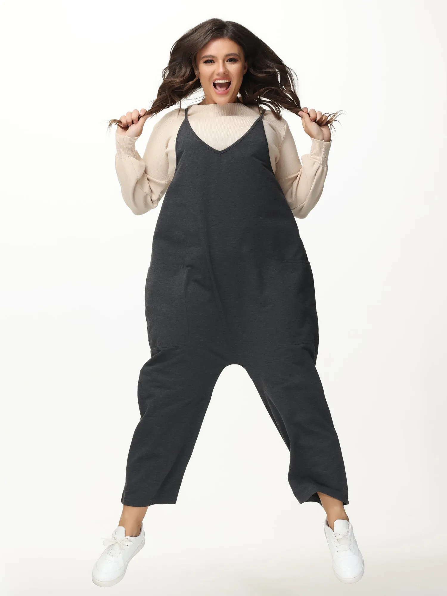 Mid Size Casual Everyday Jumpsuit with Pockets