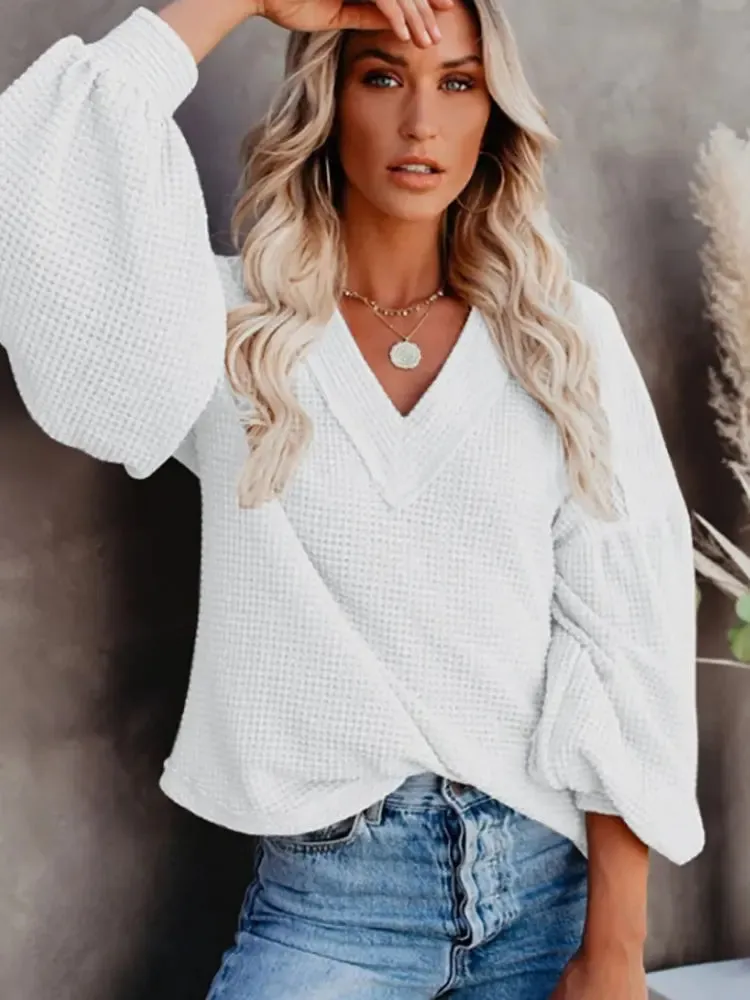 New Stylish V-Neck Knit Top