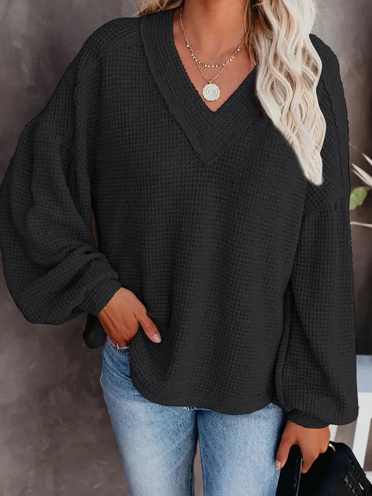 New Stylish V-Neck Knit Top