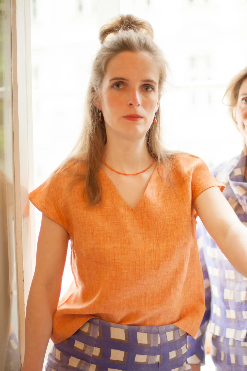 Orange Linen Shirt