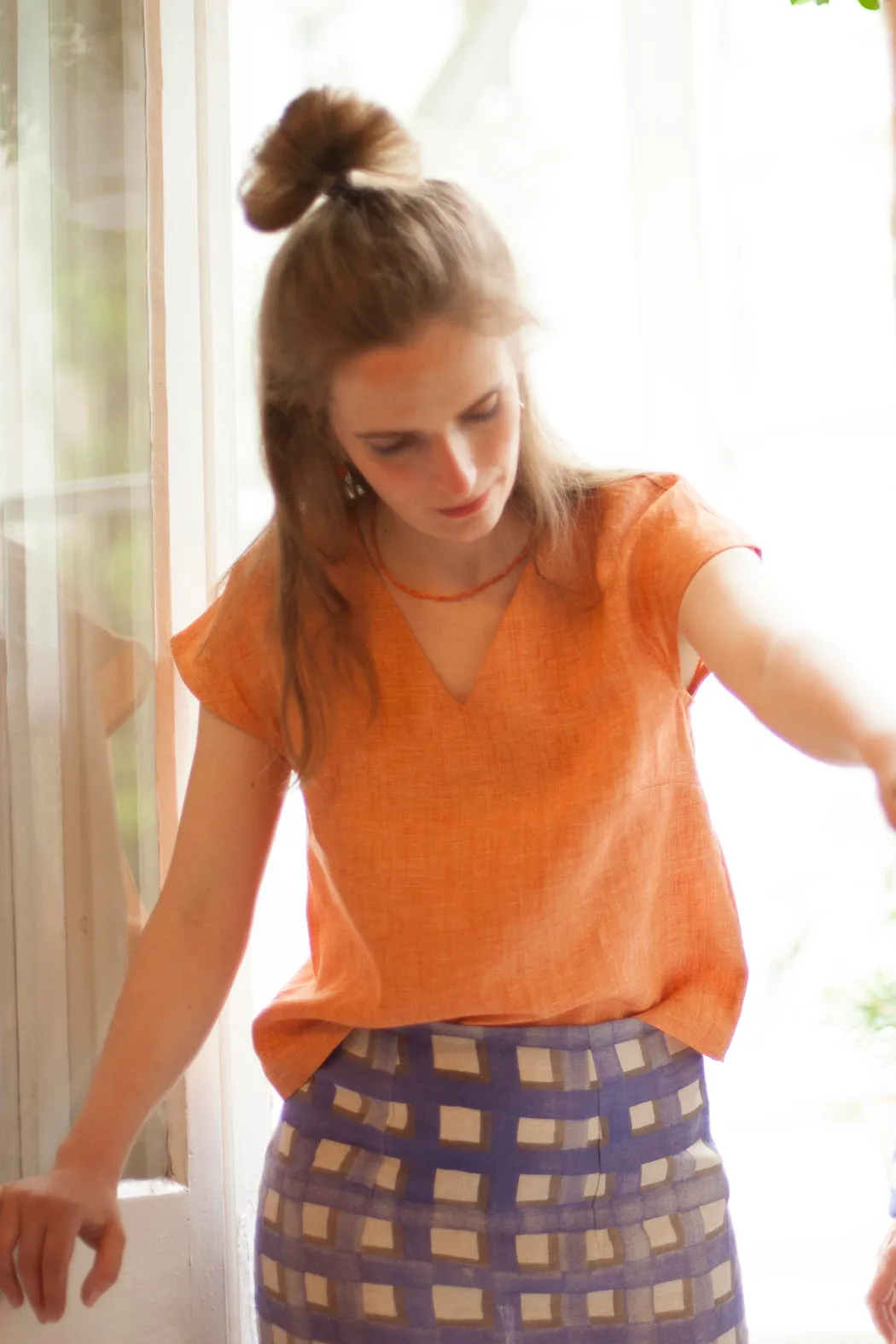 Orange Linen Shirt