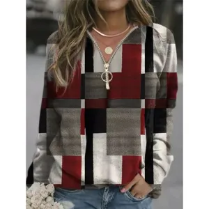 Plaid Sweatshirt Fleece Jacket Women Wholesale Clothing