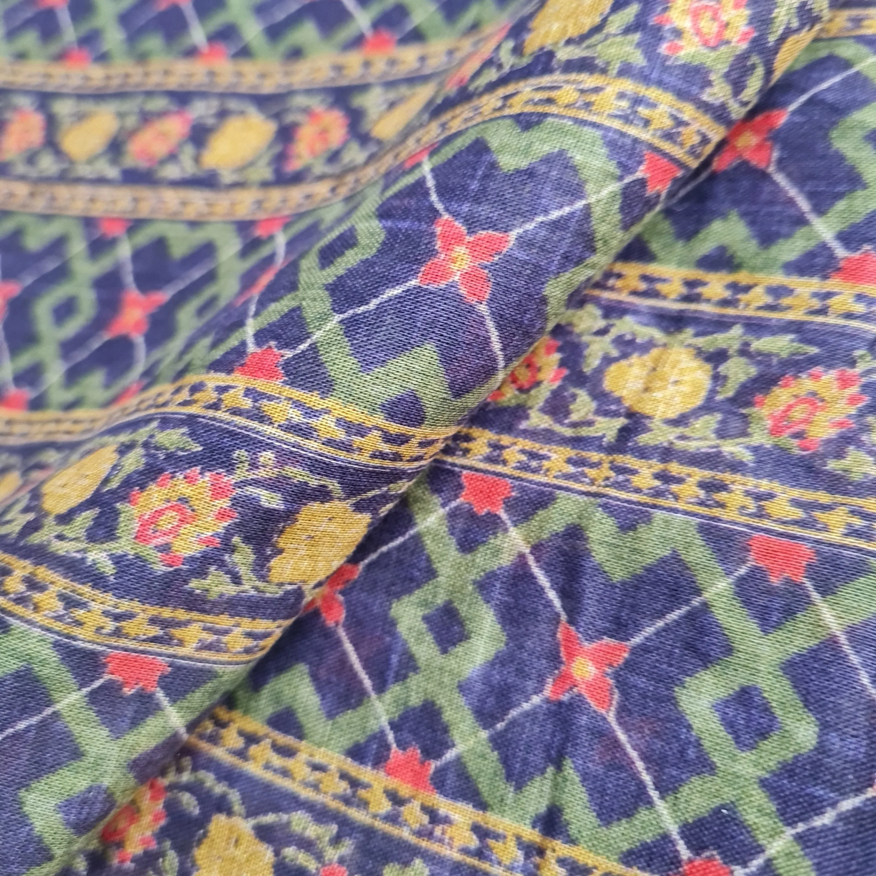 Premium Blue Multicolor Print Cotton Mulmul Fabric