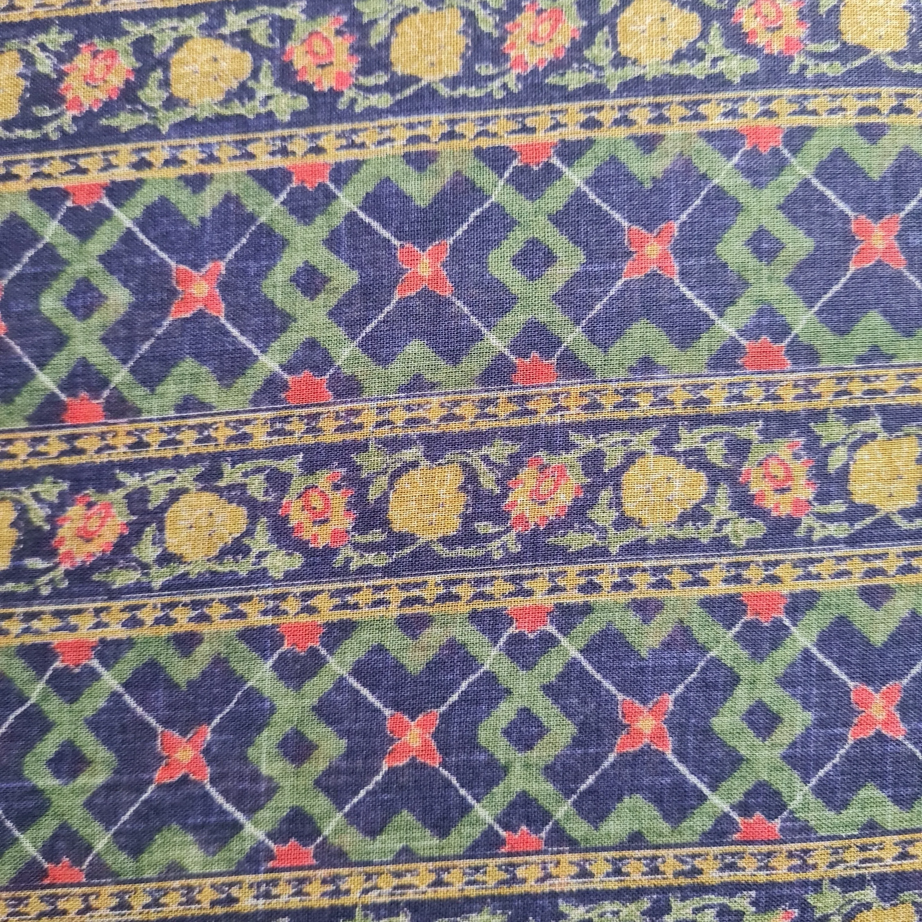 Premium Blue Multicolor Print Cotton Mulmul Fabric