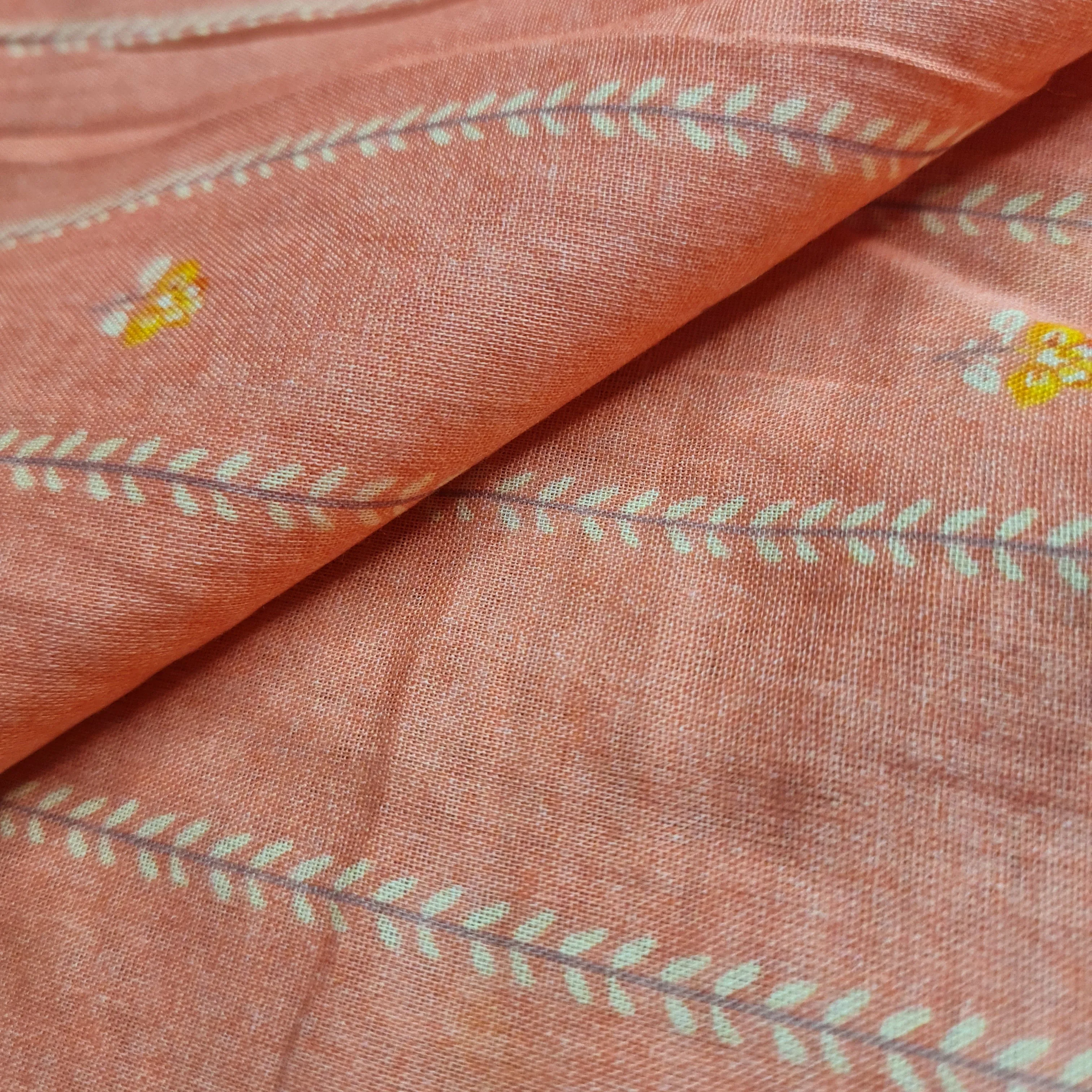 Premium Light Pink Traditional Print Cotton Mulmul Fabric