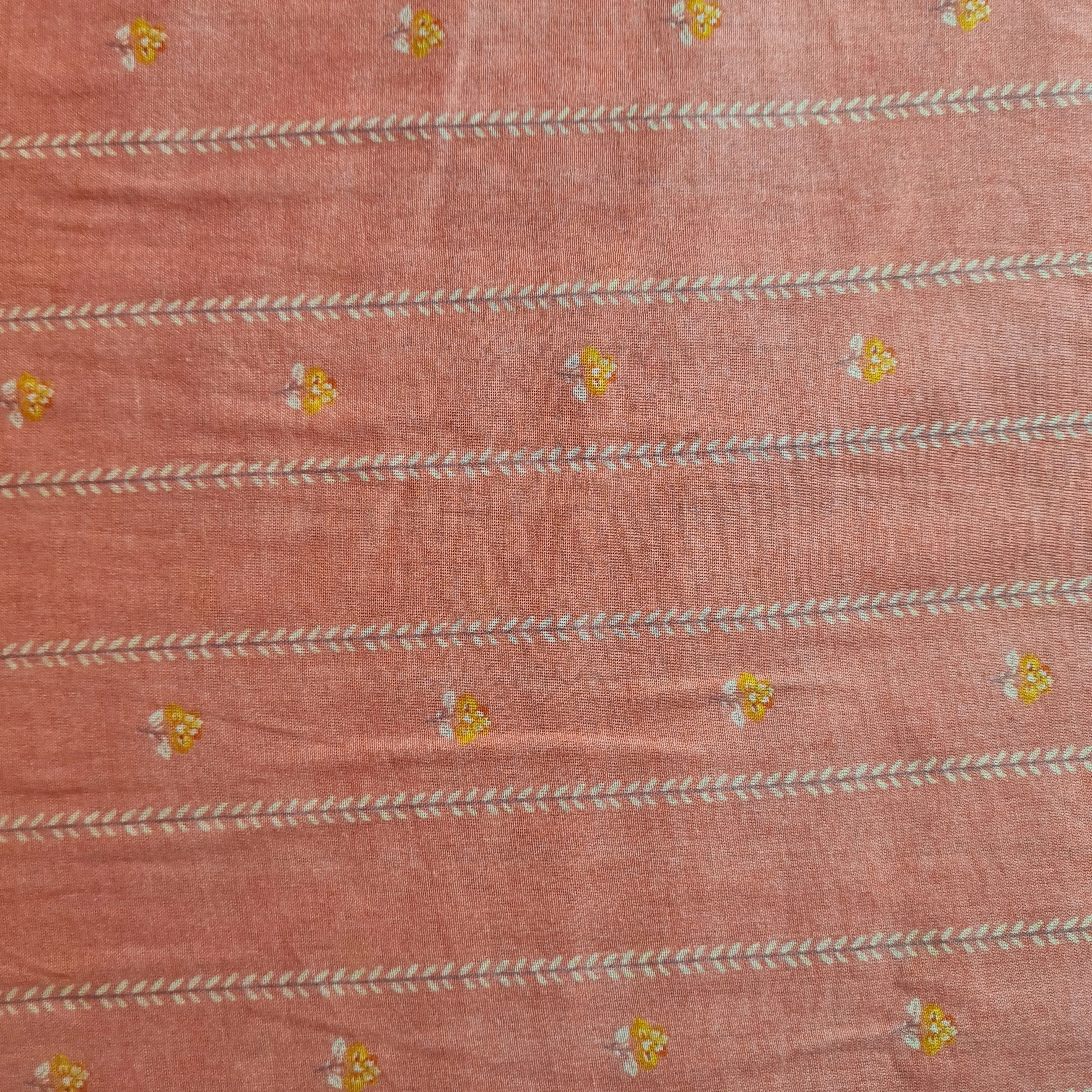 Premium Light Pink Traditional Print Cotton Mulmul Fabric